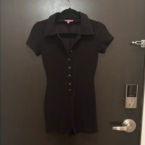 Edited Button-Up Collared Romper Women